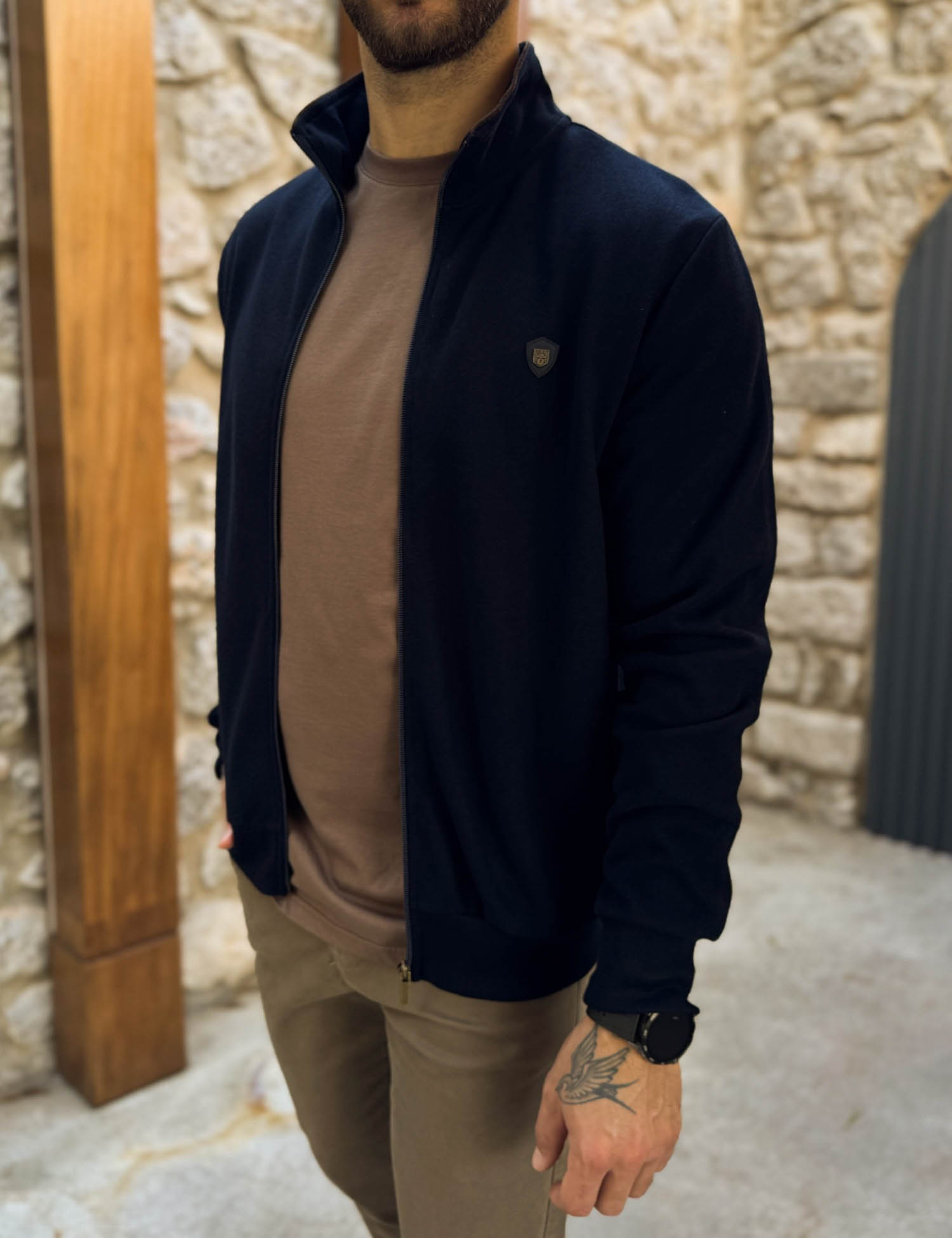 Everbest ανδρική Plus Size μπλε navy ζακέτα με ριπ ύφασμα 261038 φωτογραφία